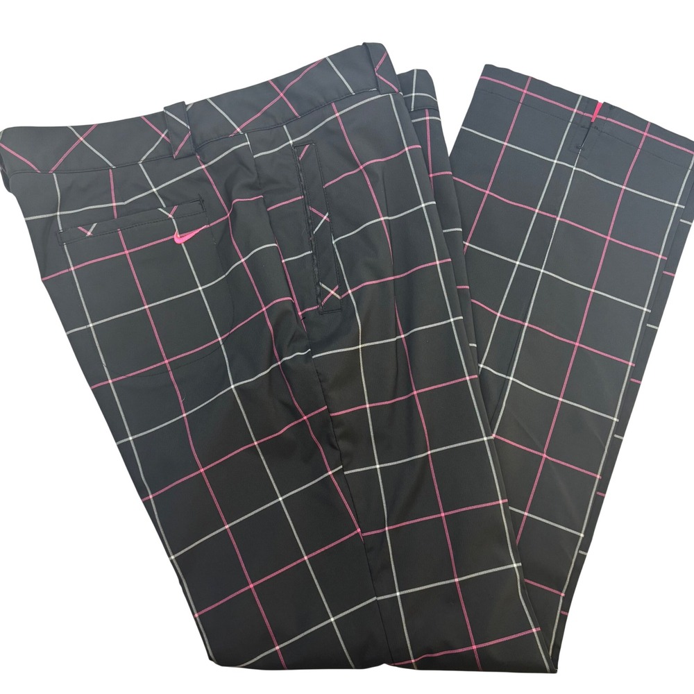 Nike Golf Tour Performance Dri-FIT Navy Pink Plaid Pants Womens 14 Windowpane